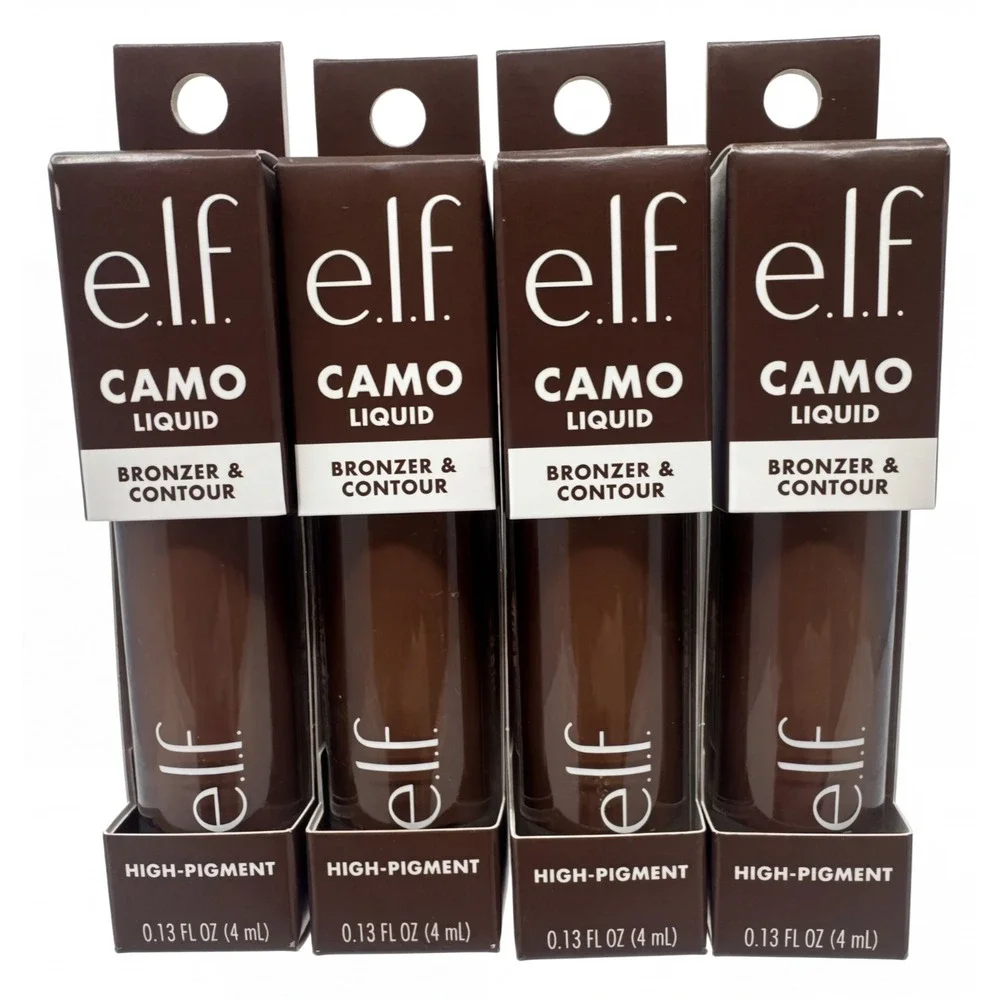 4 Pk Elf Camo Liquid Bronzer & Contour 7 Tan / Deep High Pigment Lot .13oz E.l.f